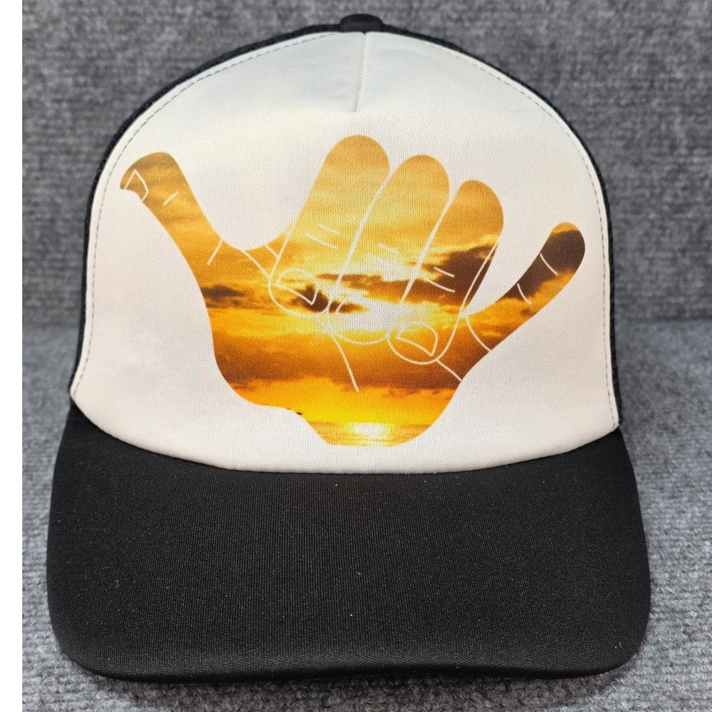 Surfware Hawaiian Classics Hat Cap Snap Back One Size Black White Surf Beach Men